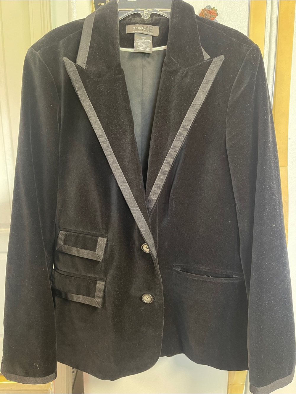 George Black Velvet Blazer with Satin Trim